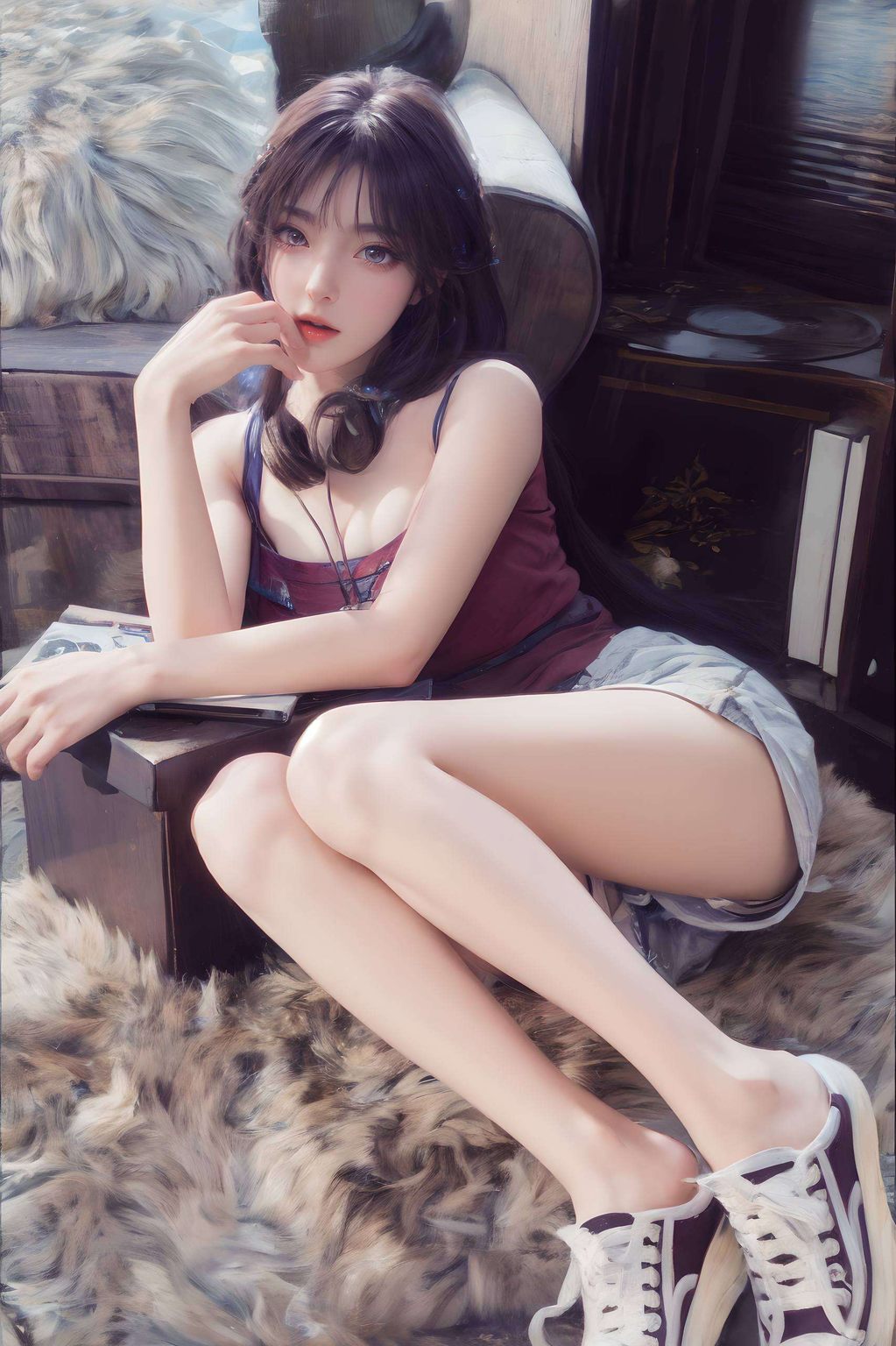 那位静谧中蕴含力量的女神她的眼神里藏着深深的智慧和神秘的玄幻