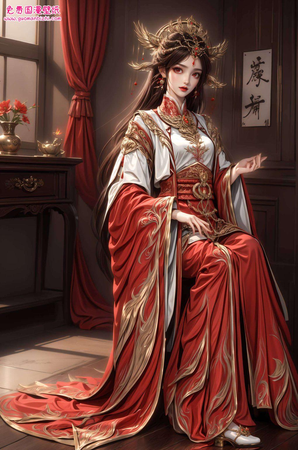 让你的电脑也穿上古风漫画的华服吧！👸✨仿佛整个世界都变得完美了呢！😍 快来收藏这位国漫女神的美照