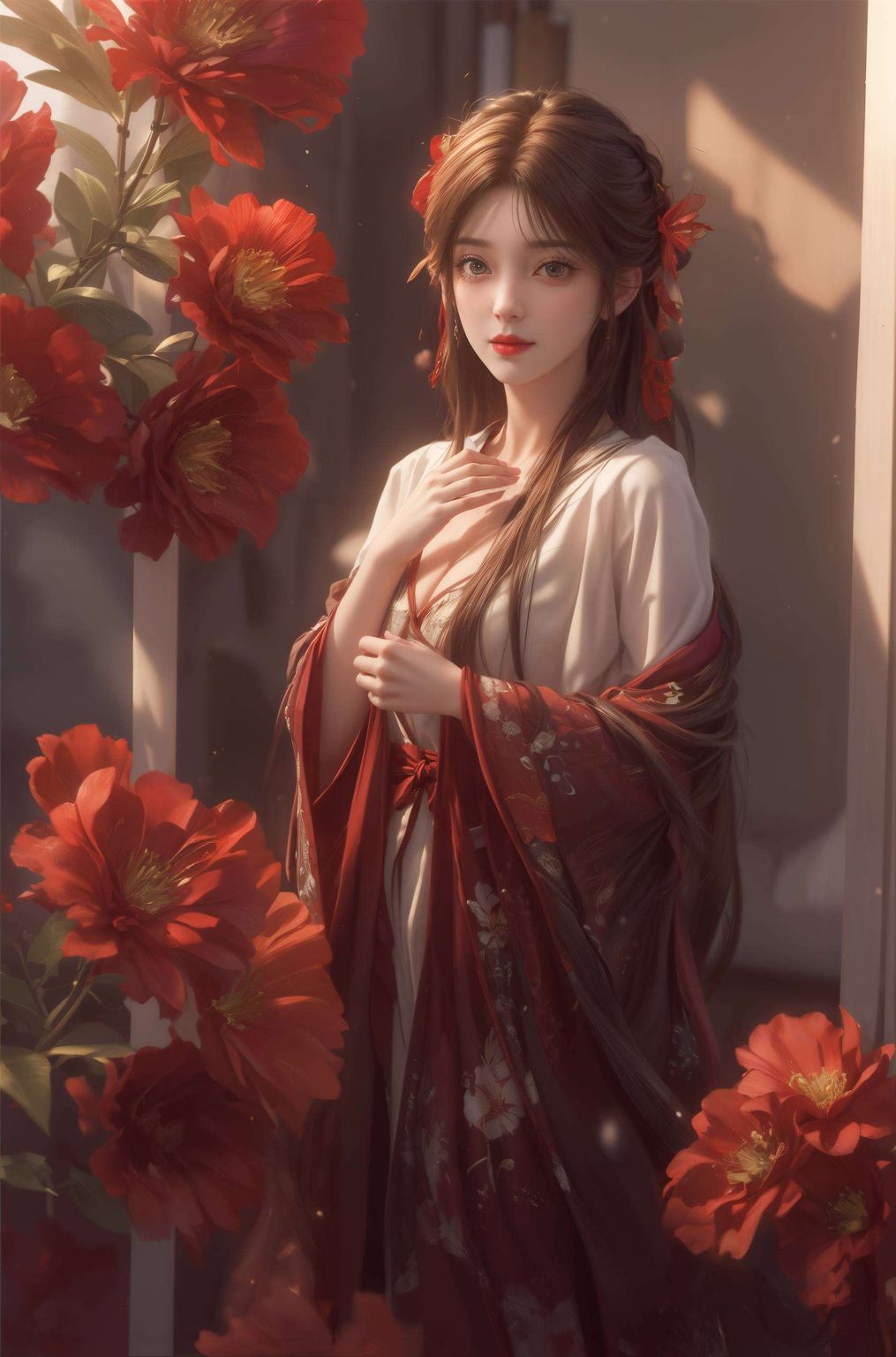 这位来自国漫世界的灵动女神身披烈焰红衣