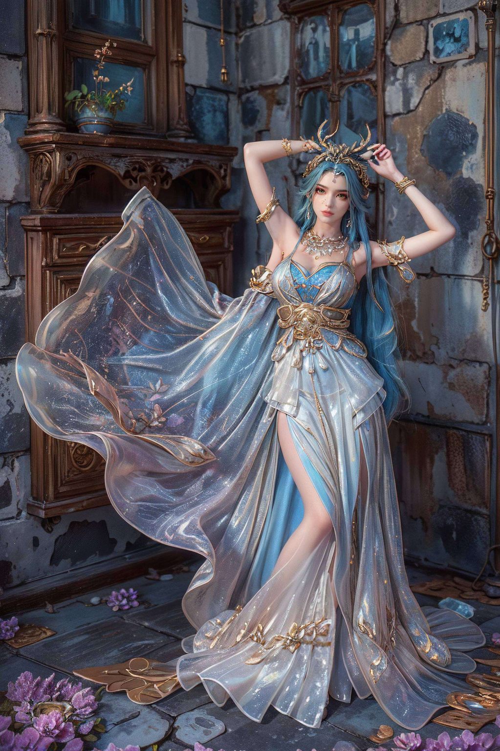 她们如同画卷中的仙子能与她们相遇