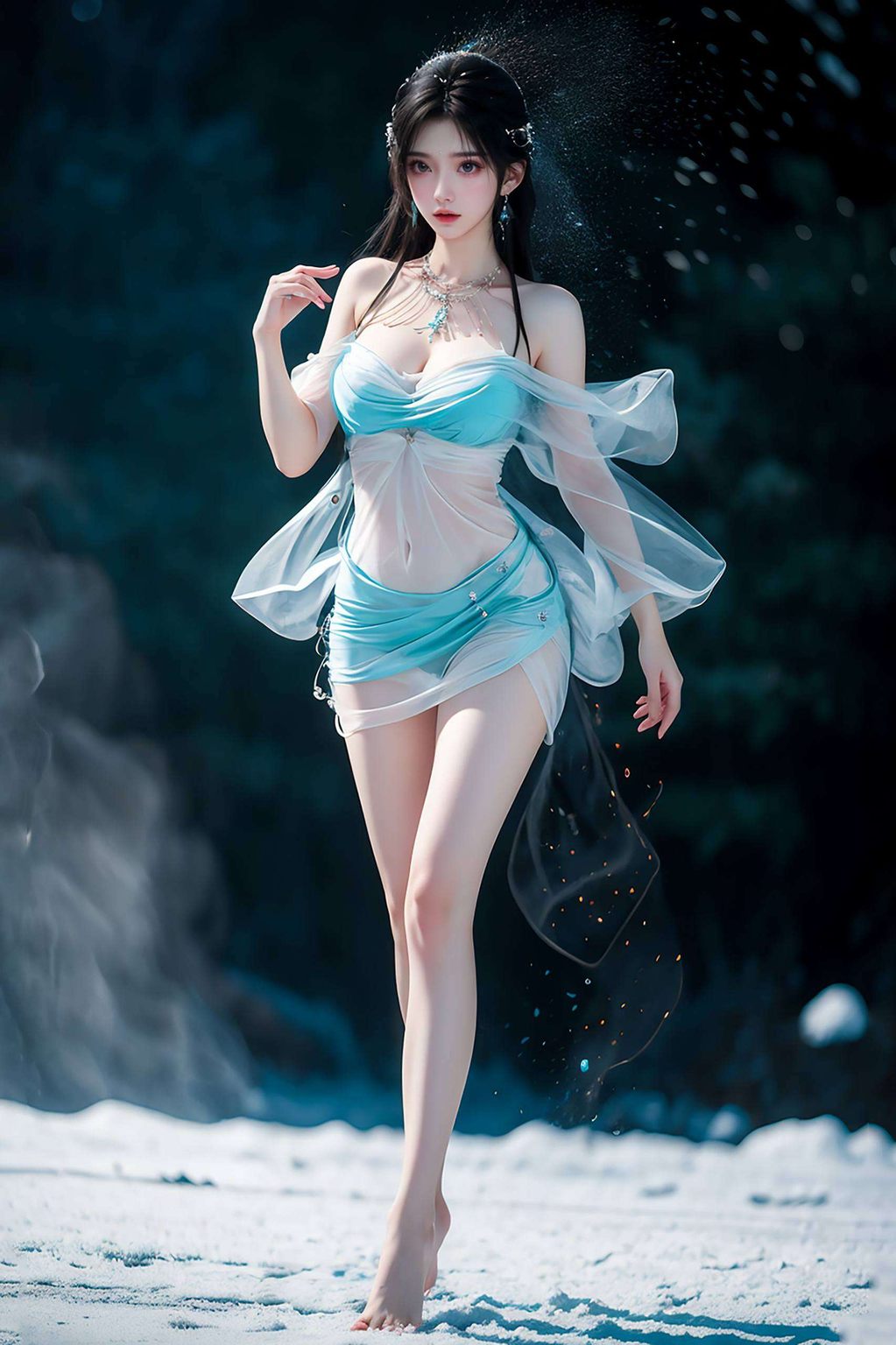 在数字世界的海洋中她那优雅的姿态