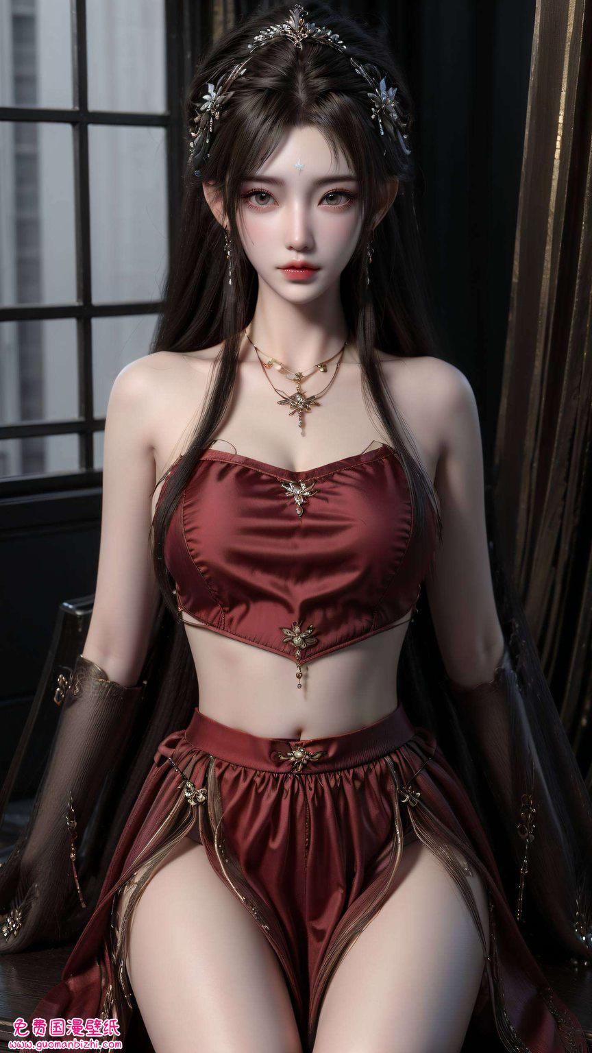 国漫的美眼中映出壁纸上的国漫女神