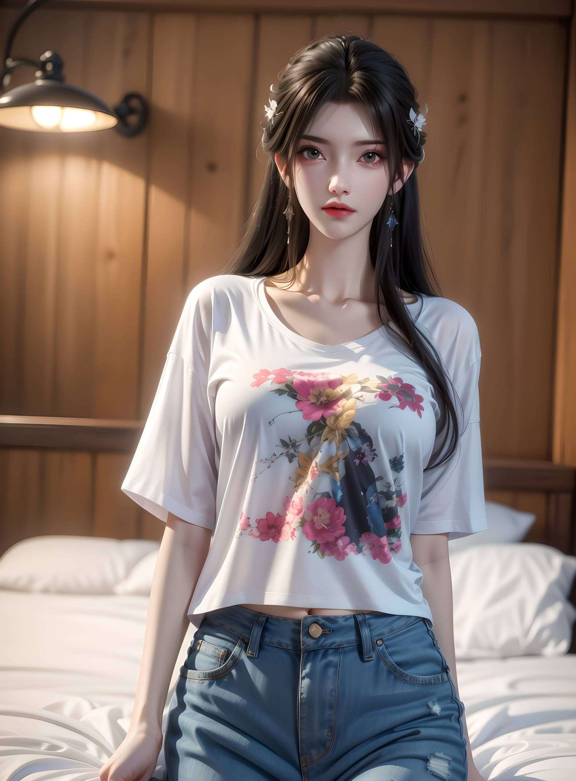 她的倩影在完美世界壁纸间轻轻摇曳清漪如一抹宁静的碧波