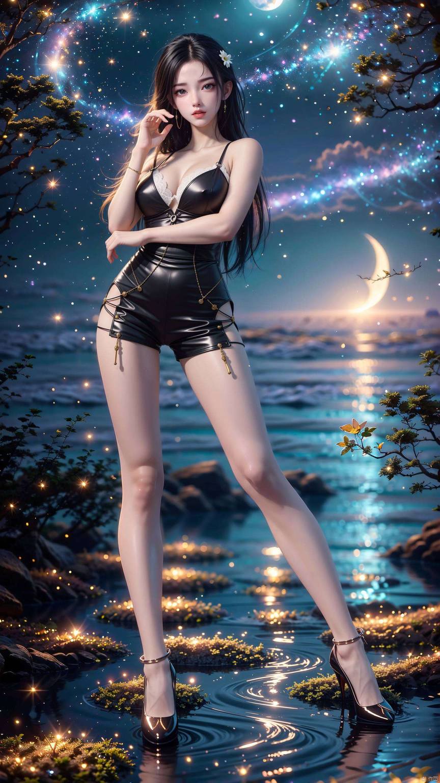 宛若动漫中的精灵那清漪妹子身着黑裙