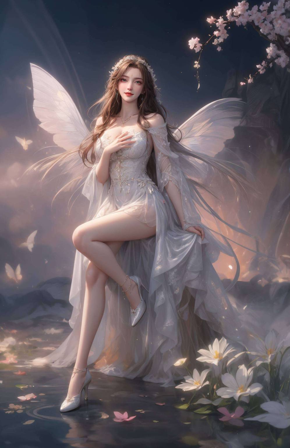 她的身影成为了壁纸中一道最为绚烂的风景观之