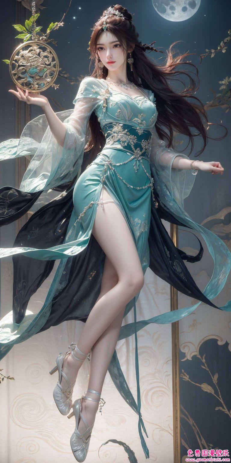宛若从完美世界中走出的国漫女神她身着绚烂的仙裙