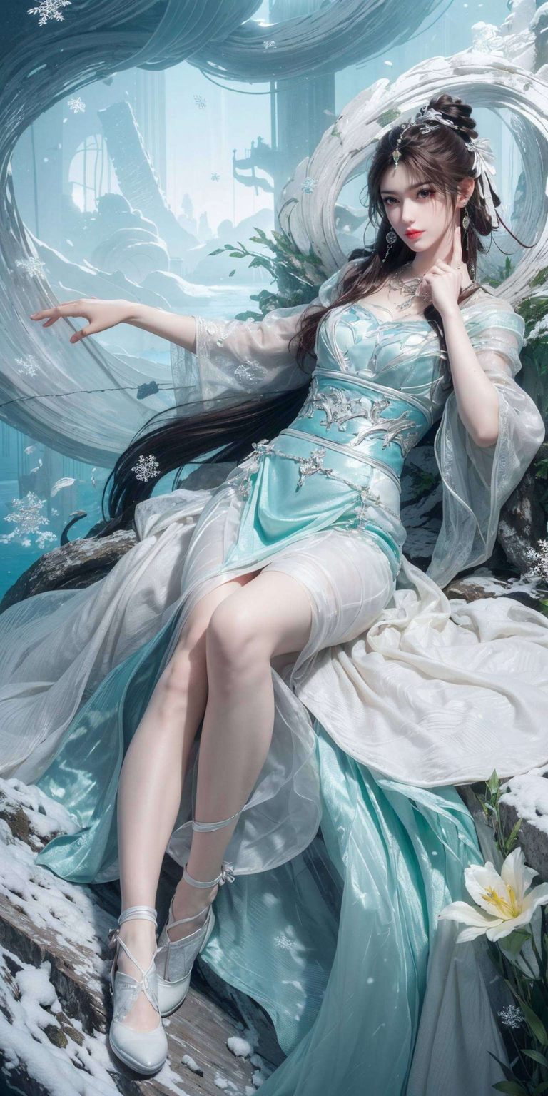 在绚烂的苹果炫彩壁纸中绝美叶倾仙的形象翩翩起舞