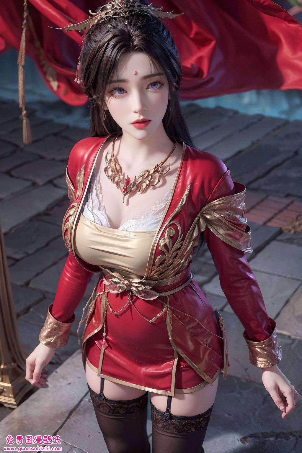 这幅壁纸以国漫女神月婵为核心将月婵设置为桌面壁纸