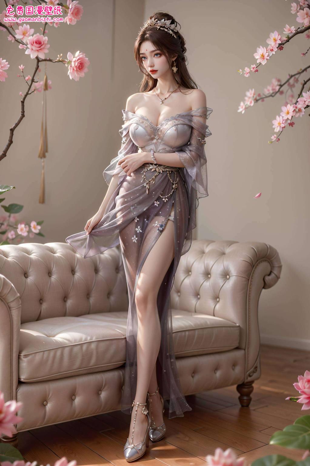 她的倩影与那些国漫女神、动漫美女们一同舞动眉目如画