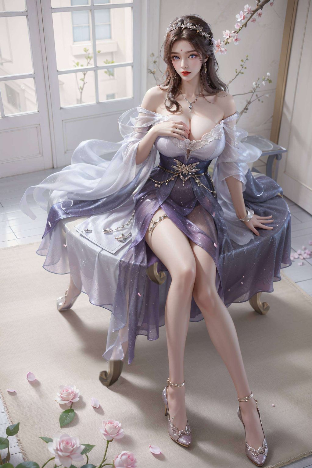 洒在3D动漫壁纸上的月婵月光如水