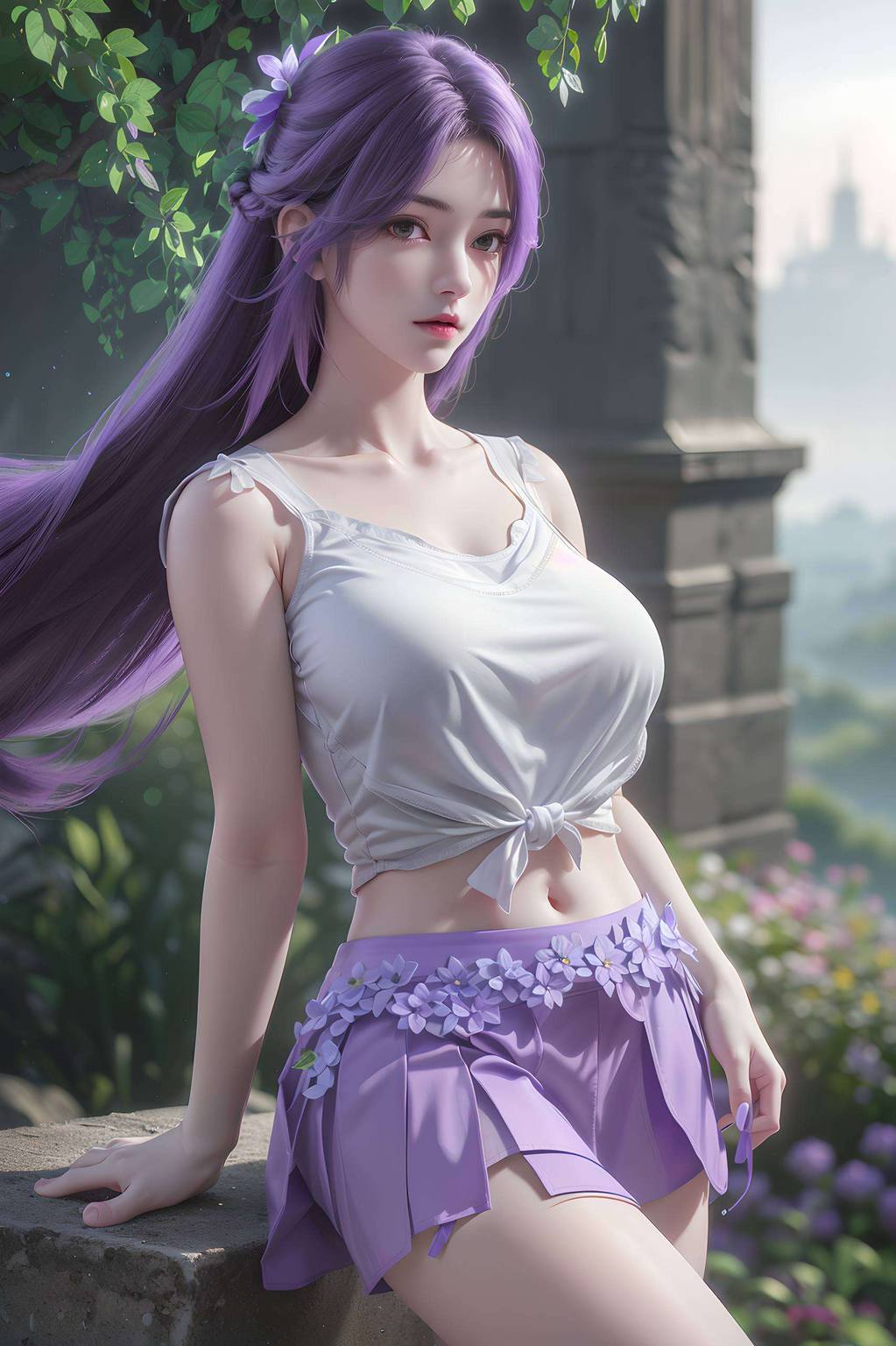 动漫美女的韵味她的身影在简洁的壁纸中