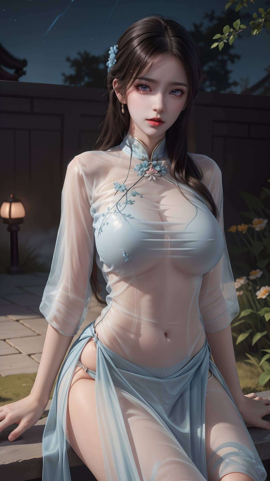 壁纸上的每一朵花纹又蕴含着动漫美女的灵动