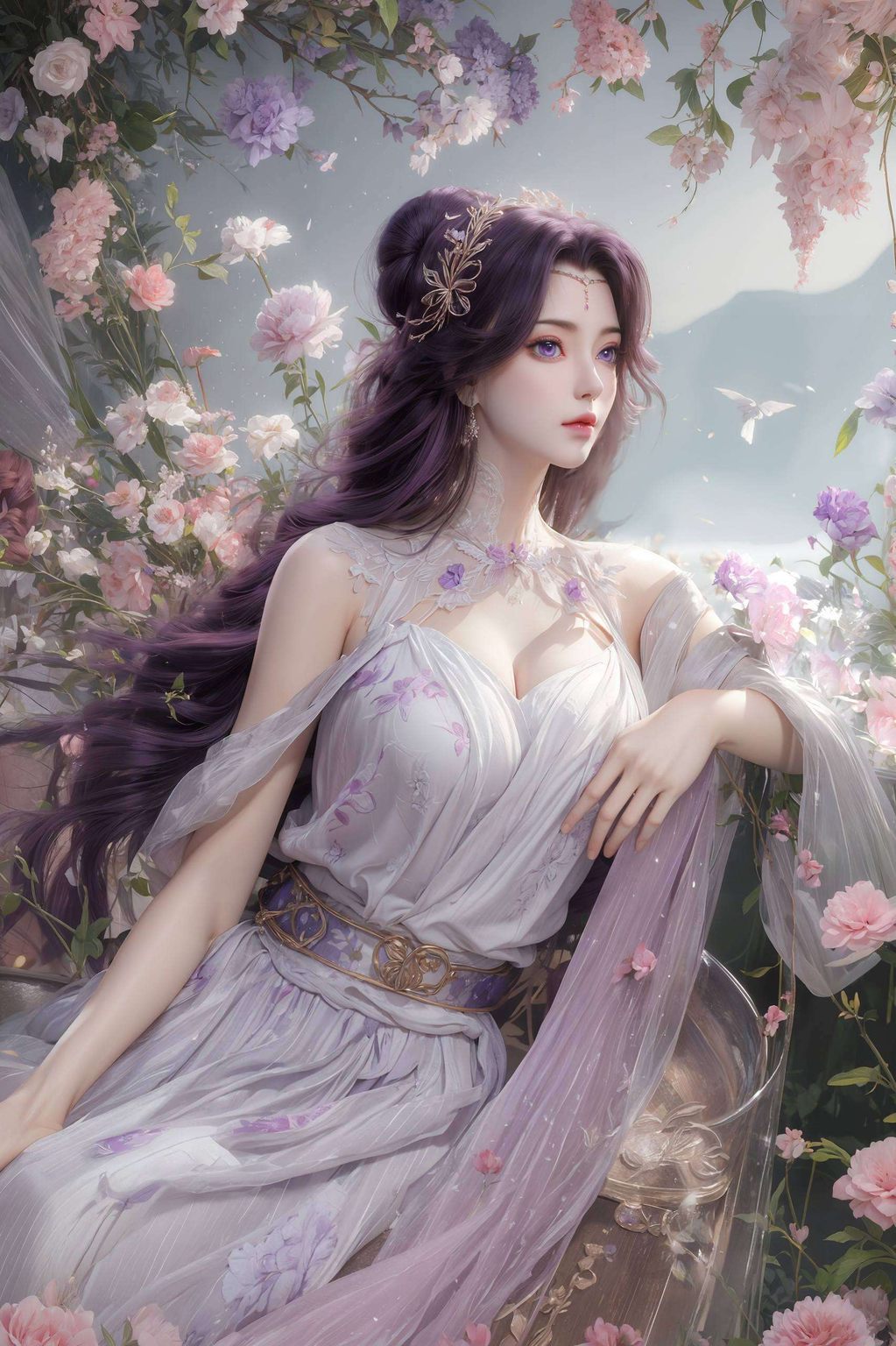 都是一幅动人的国漫壁纸她的美