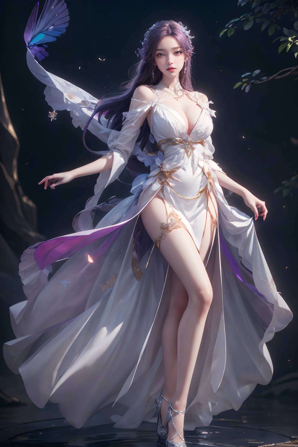 她的倩影在紫色壁纸间轻盈舞动为每一次滑动屏幕
