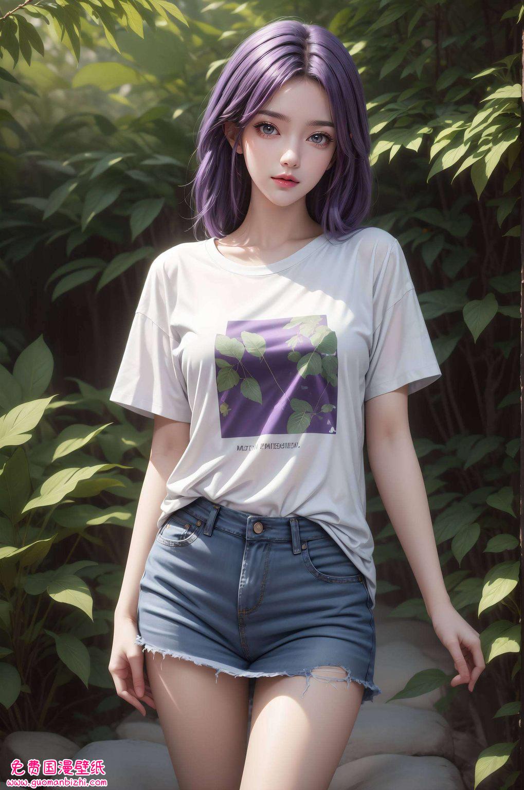 在完美世界的玄幻背景下翩翩起舞于紫色壁纸间