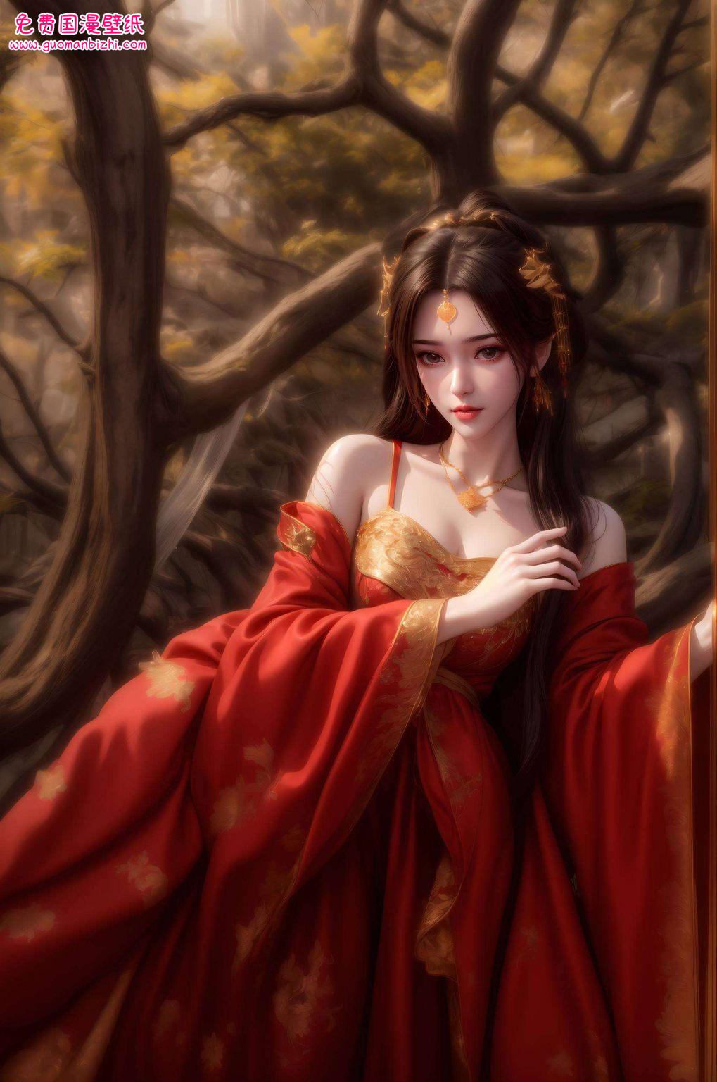 壁纸上的她便仿佛置身于那翩翩如仙的国漫世界