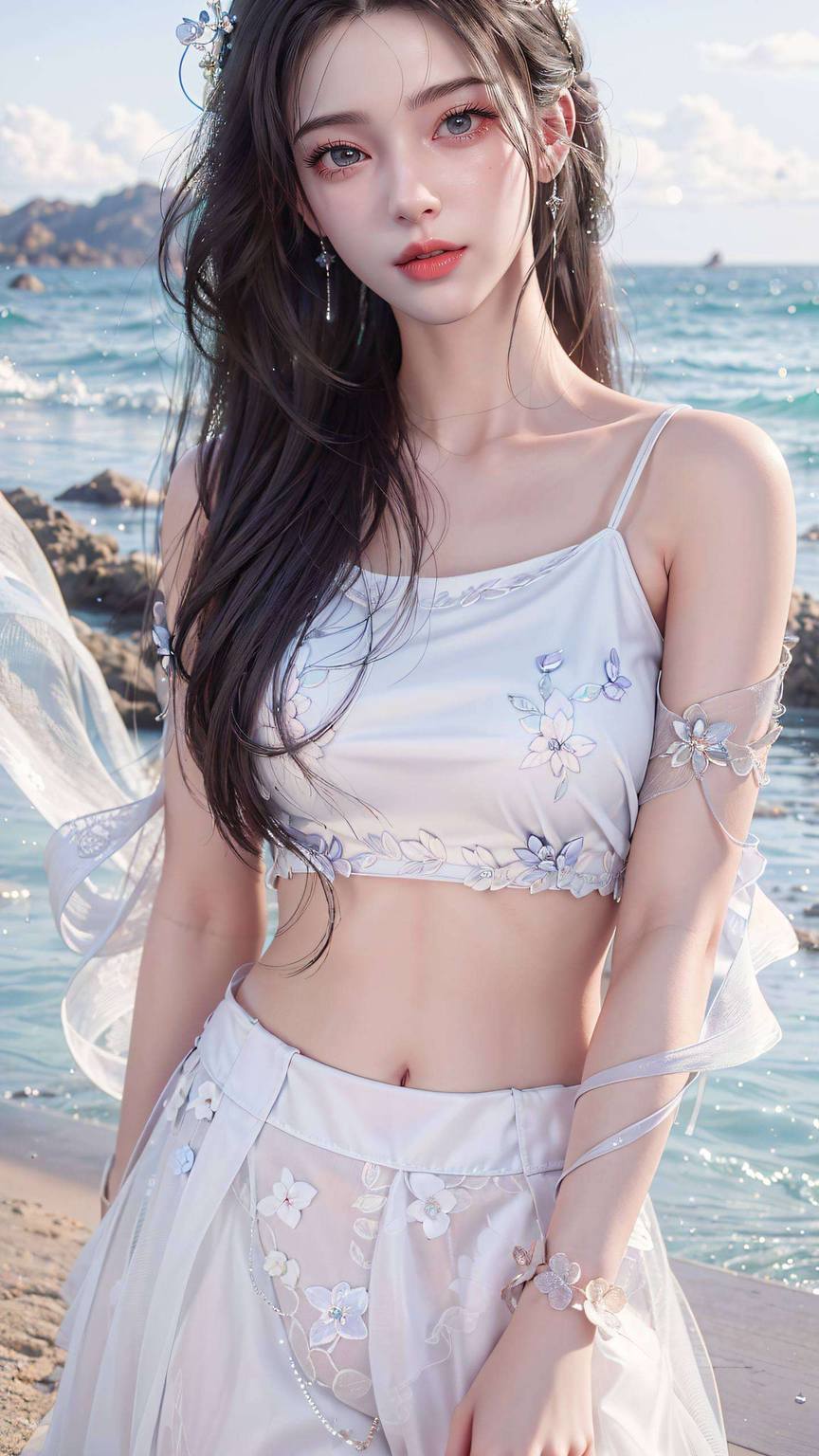 李慕婉在绚烂的苹果炫彩壁纸中