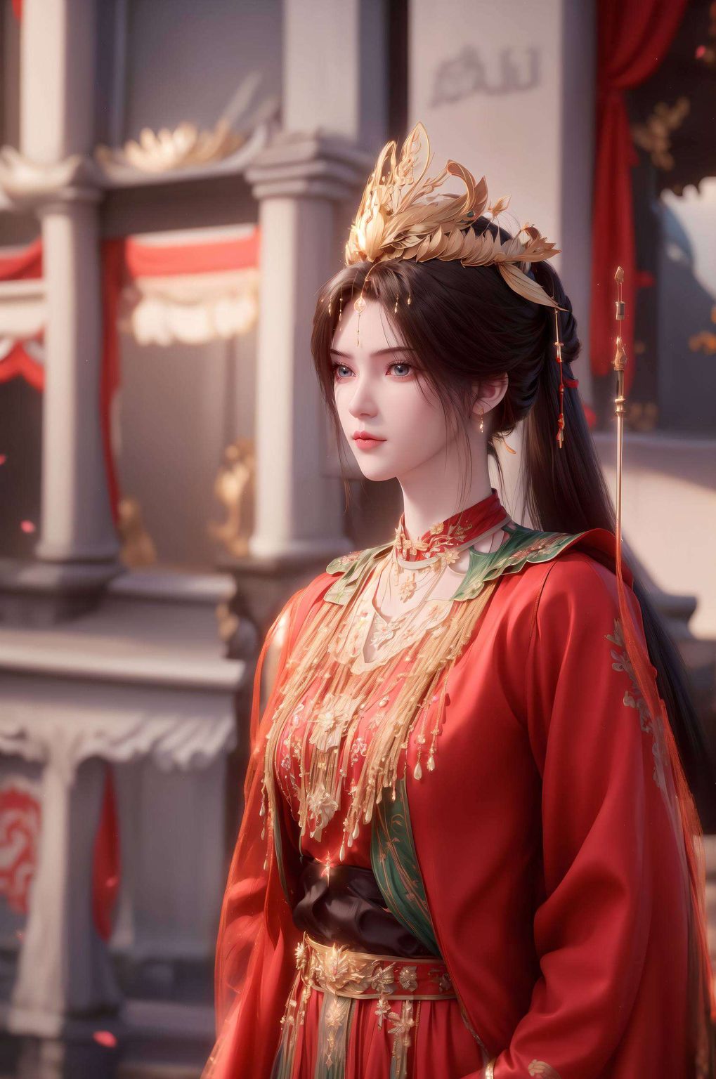 李慕婉如仙子般飘逸她的身影在白色的高清壁纸中显得尤为动人