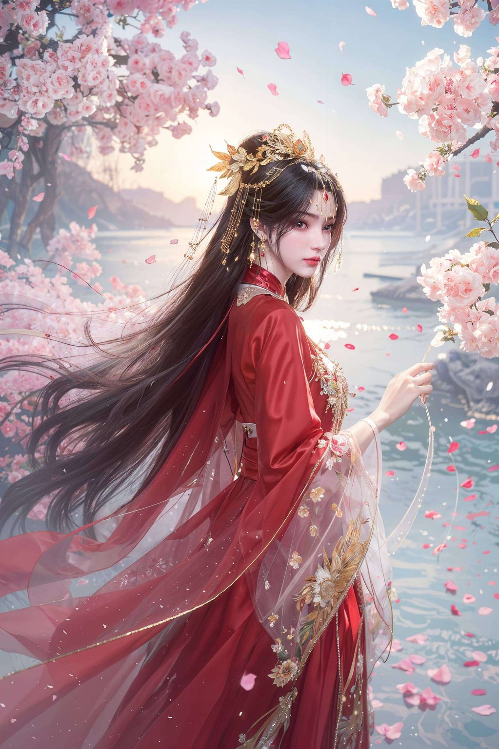 你知道吗？今天给大家带来了一位国漫界的女神——李慕婉！她可是《仙逆》中的大美女哦！这款李慕婉戴头冠的壁纸让人一见倾心