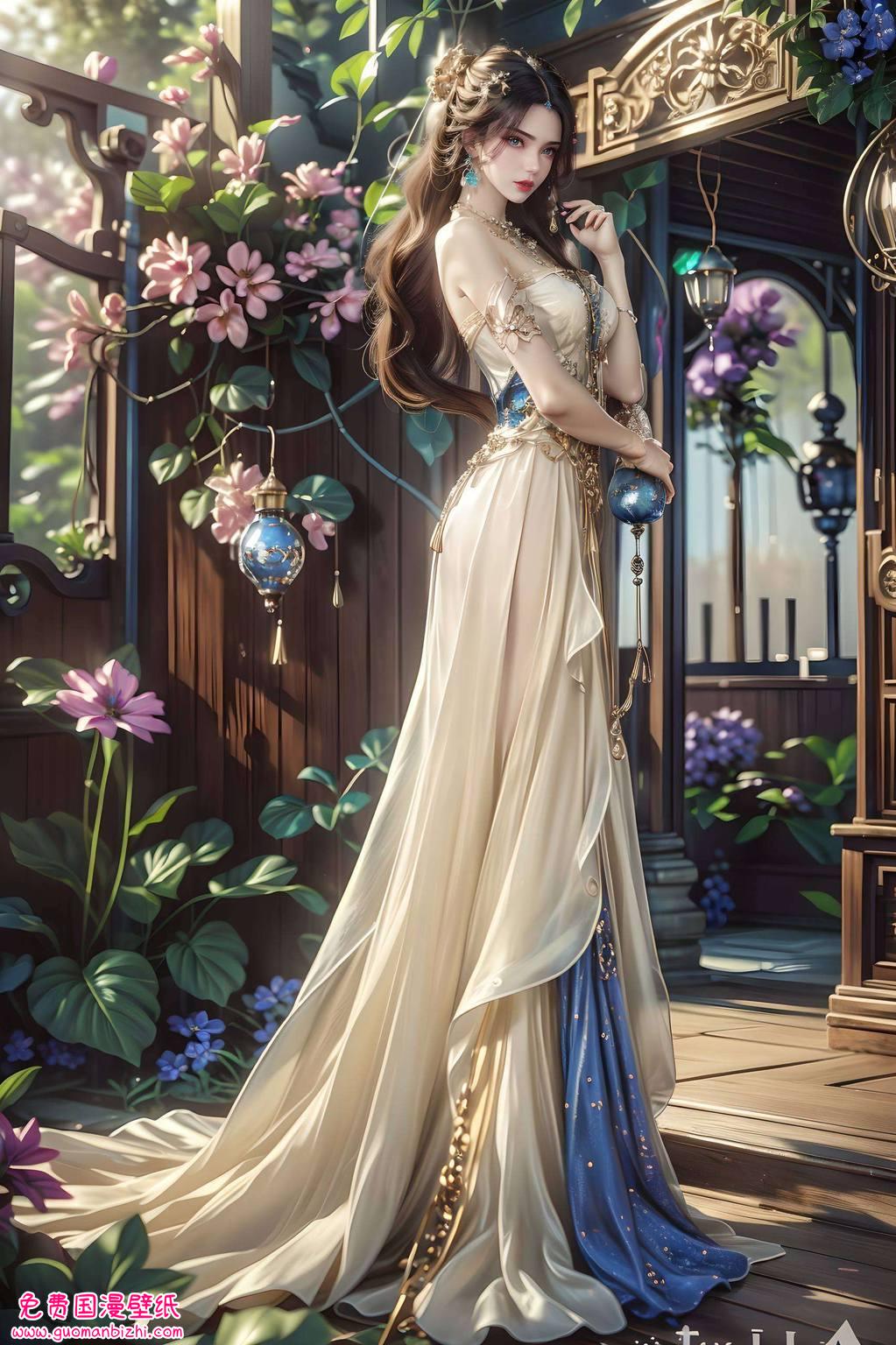 在绚烂的苹果炫彩壁纸中李慕婉翩翩起舞