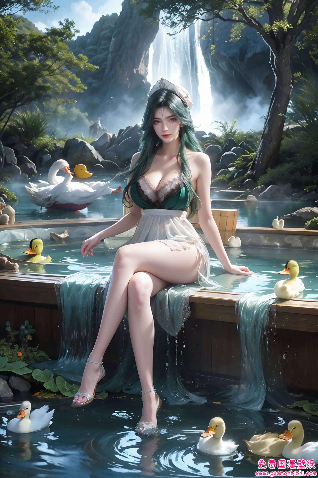 这橫屏ai素材平板墙上她笑靥如花