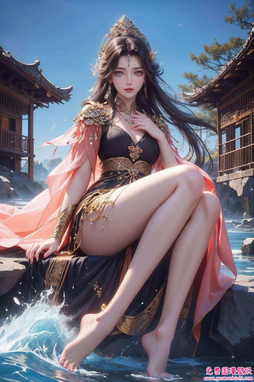她的倩影与伴侣并肩以她的美