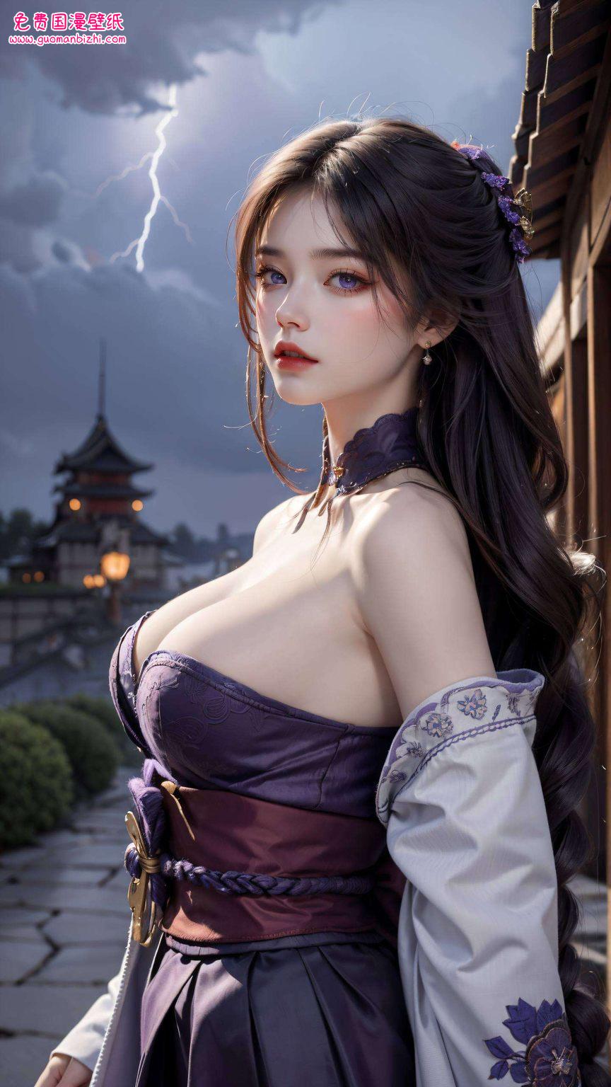 仿佛能透过屏幕这款融合了国漫之美与玄幻元素的雷电将军武者壁纸