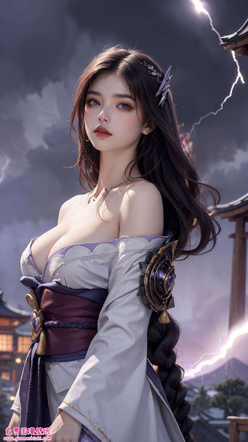 她的每一次壁纸设置雷电将军的威严之美跃然屏上