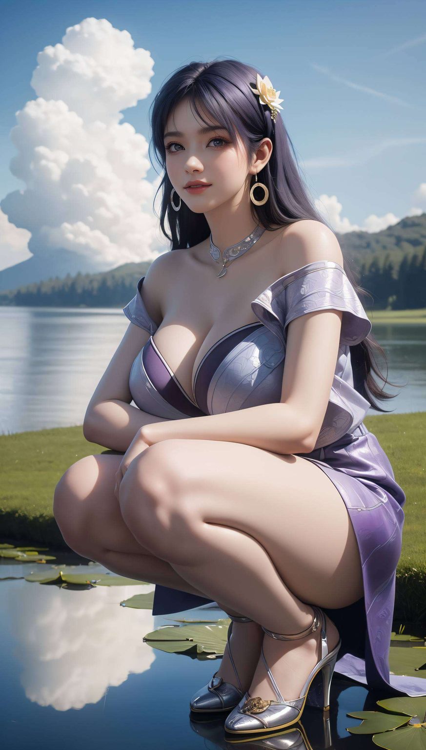 每一次凝视都如诗如画姬紫月的美艳身影在苹果炫彩壁纸中缓缓绽放