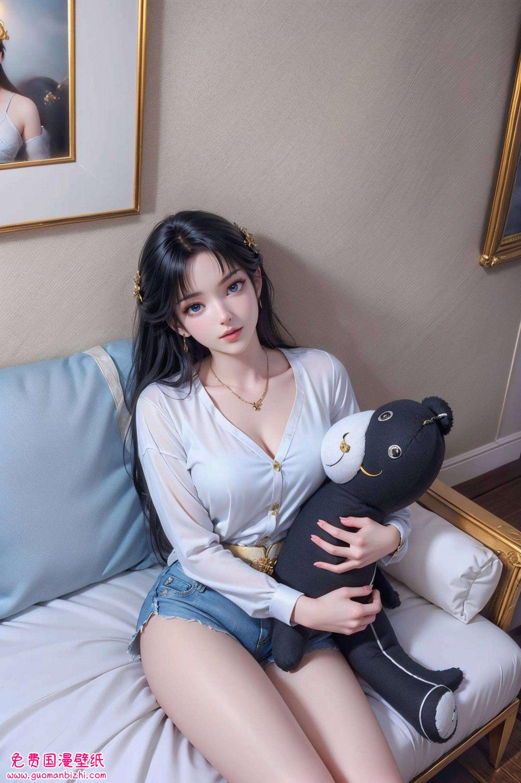 她的眼神里藏着深深的哀愁宛如国漫中的女神