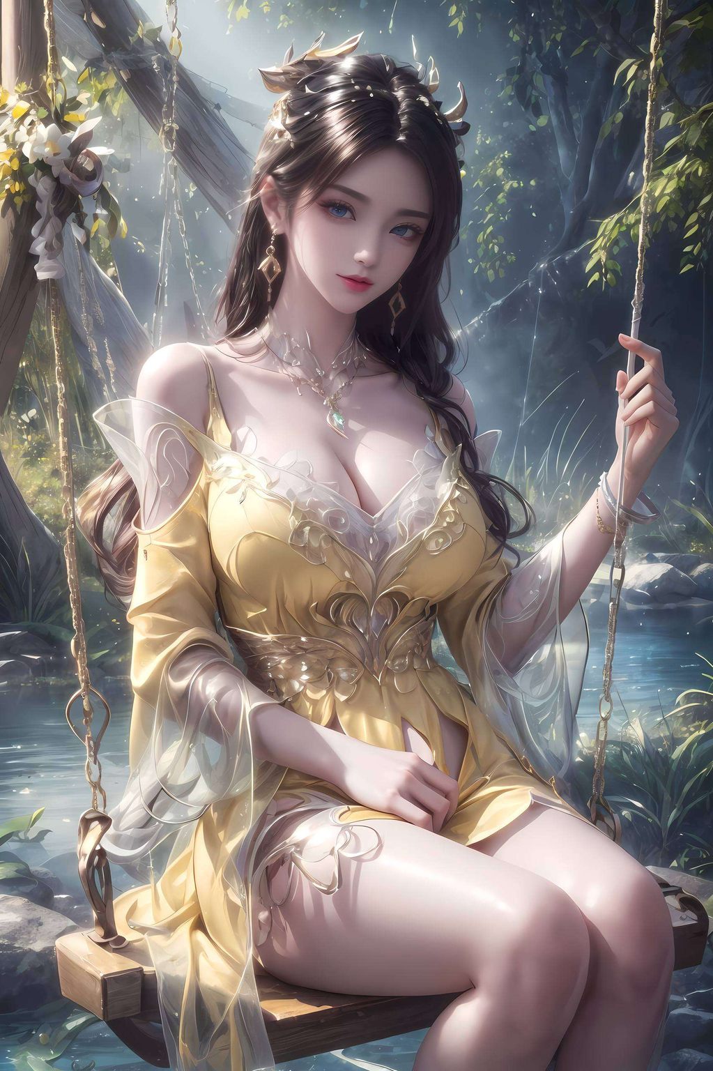 在这绚烂的苹果炫彩中她的眼神藏着深深的玄幻故事