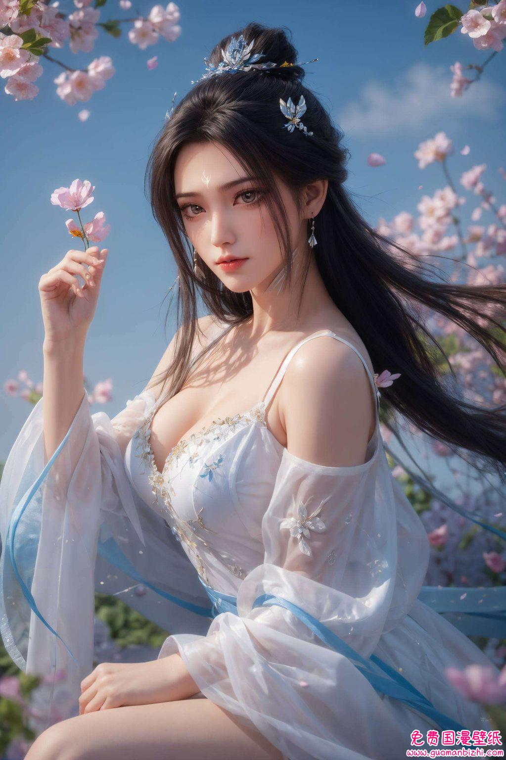 如同国漫中的清冷女神她的眼神深邃