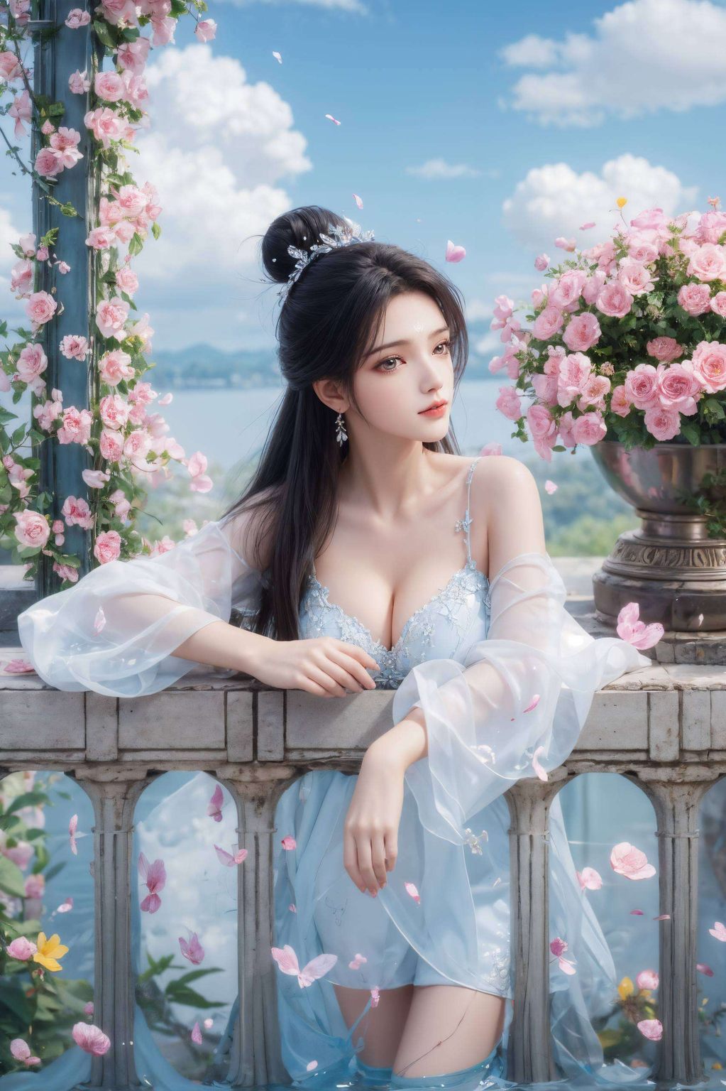 犹如国漫中的女神如一朵绽放的雪花