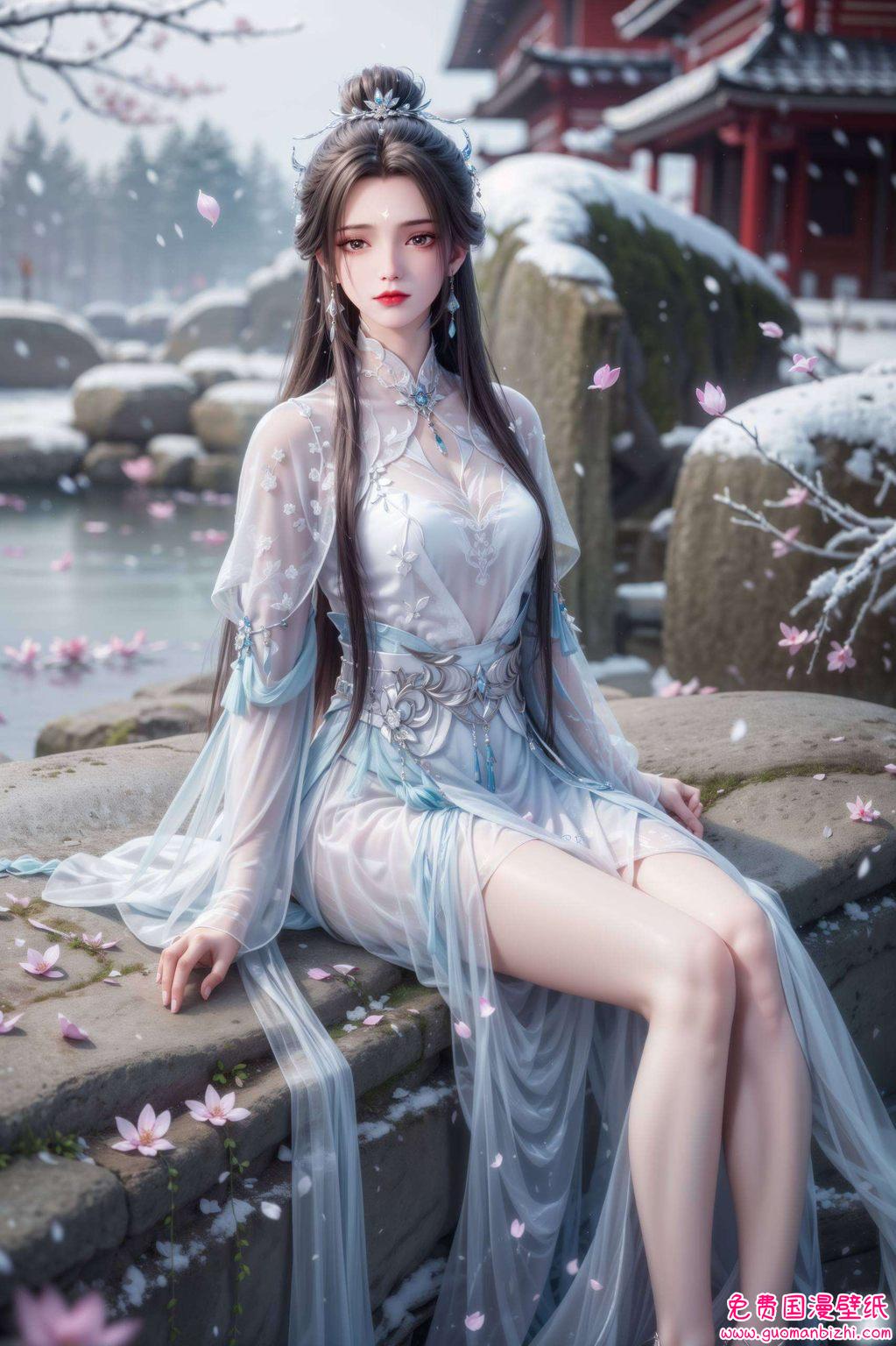 壁纸上的她国漫女神陆雪琪的美腿线条如诗如画