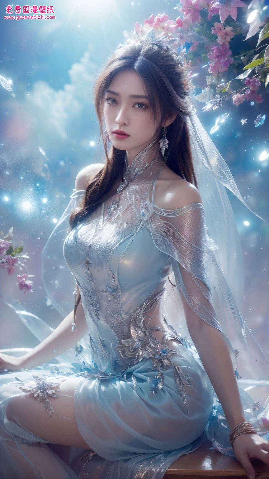 陆雪琪的国漫壁纸焕发出苹果炫彩仿佛从画卷中走出
