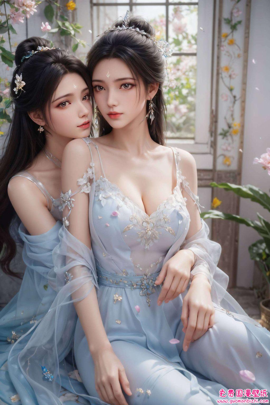宛如画中的诗篇那抹清冷的蓝裙