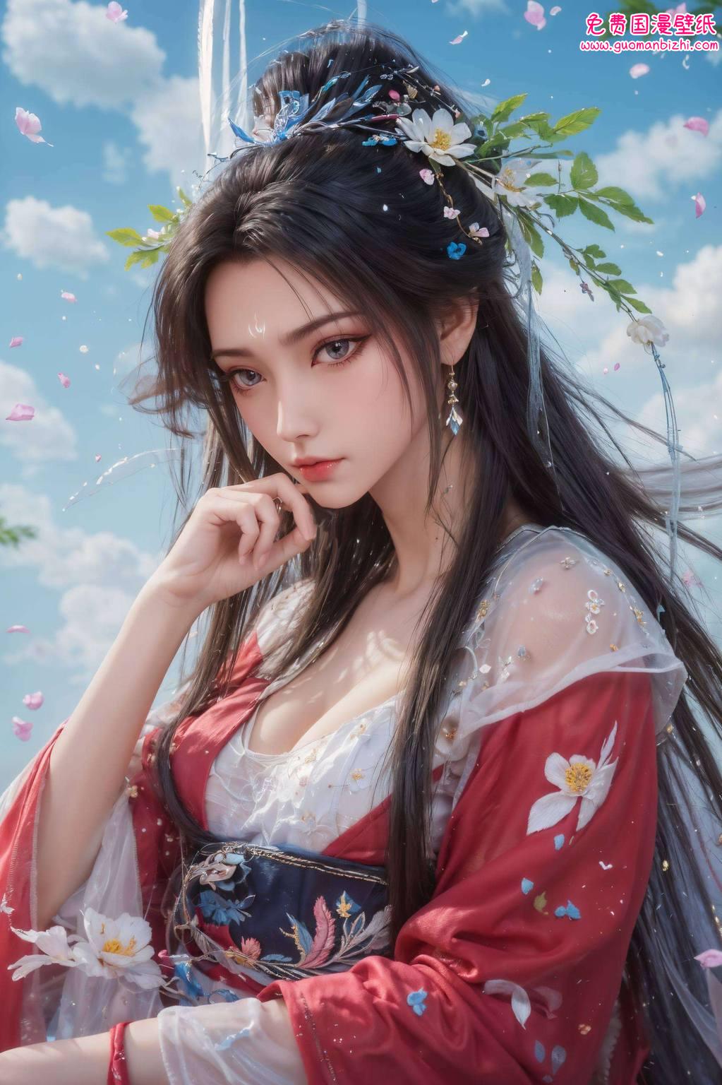 简直是国漫美女的代表呢！快来感受这苹果炫彩壁纸的魅力那双明亮的眼睛