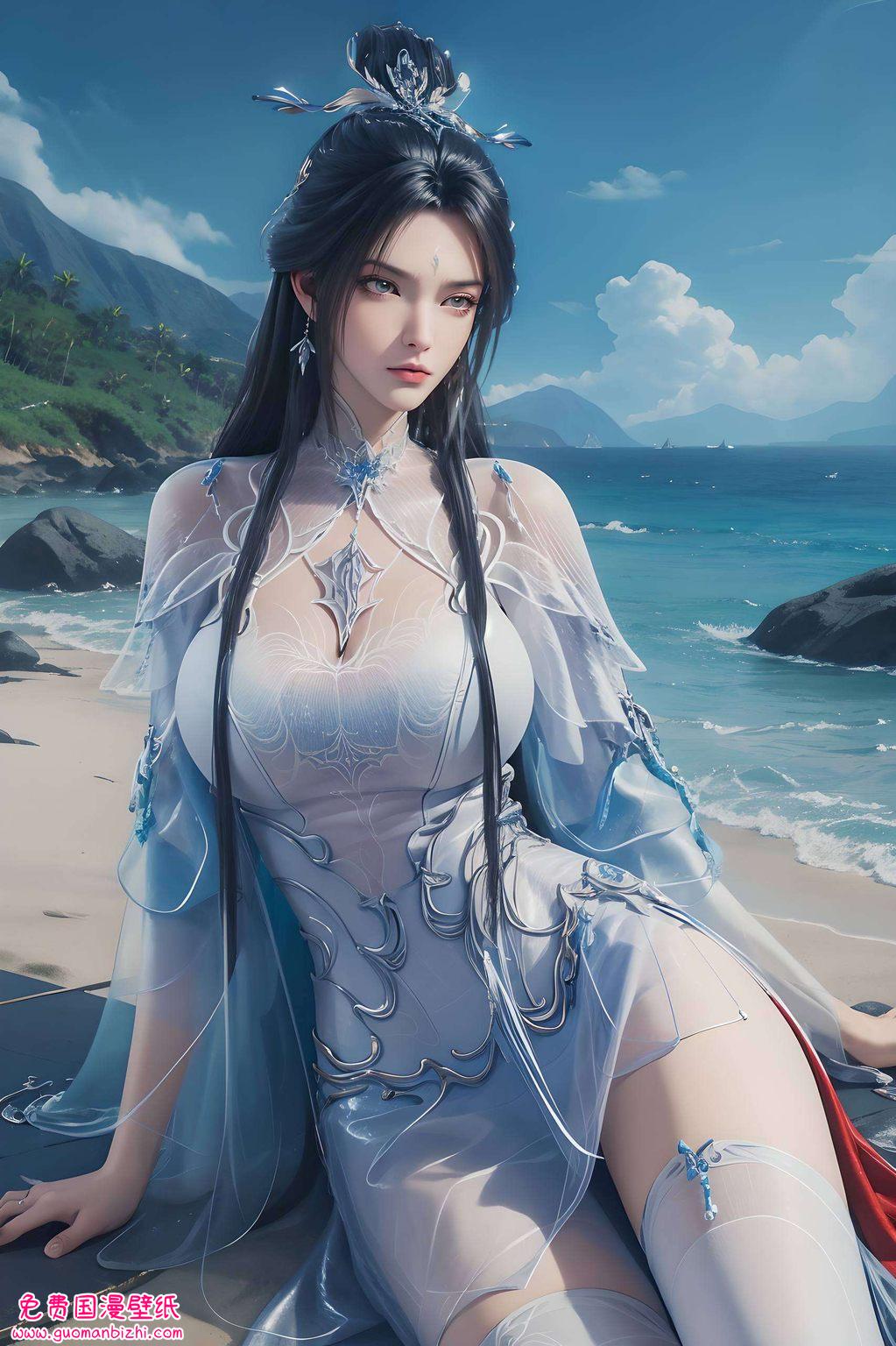 在绚烂的苹果炫彩壁纸中这位国漫女神的美
