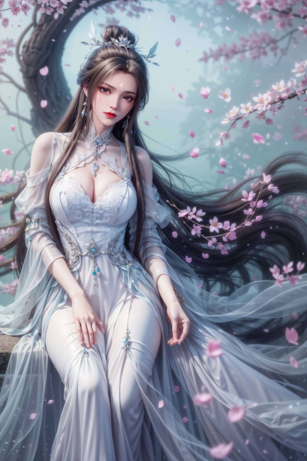 她的眼神深邃仿佛藏着诛仙世界的无尽秘密