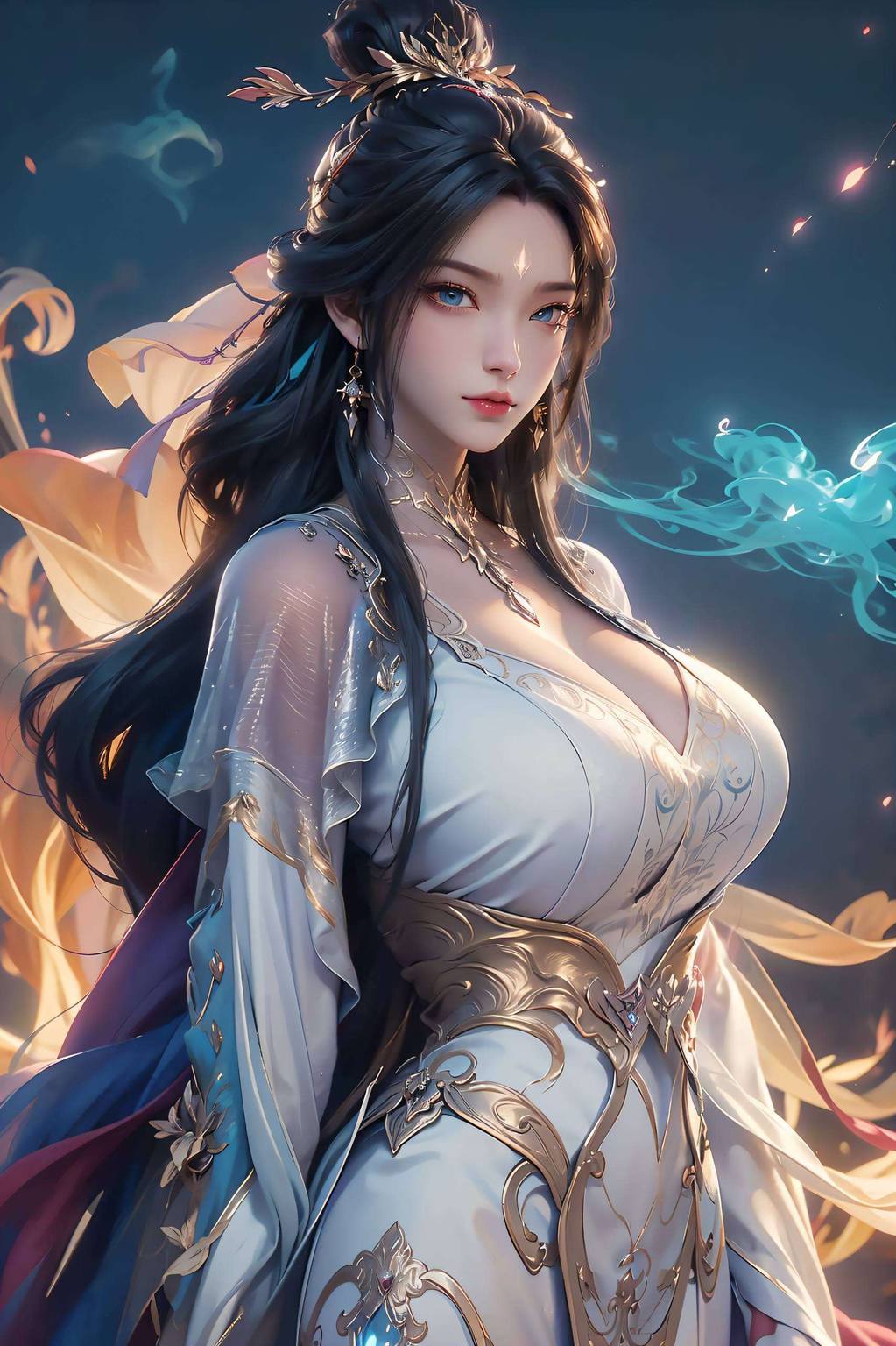主角是我国国漫女神陆雪琪的高清背影壁纸哦！她那飘逸的仙裙加上苹果的炫彩效果