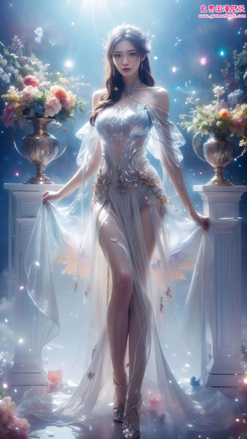 AI绘画技术更是将她的美刻画得淋漓尽致动漫美女的形象跃然墙上