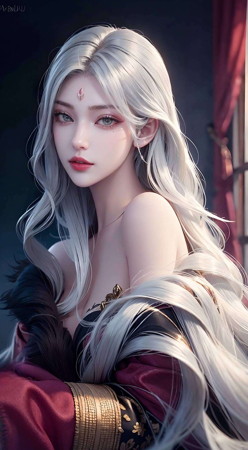 小白那如水的眼眸将她的灵动与柔美完美融入紫色壁纸之中