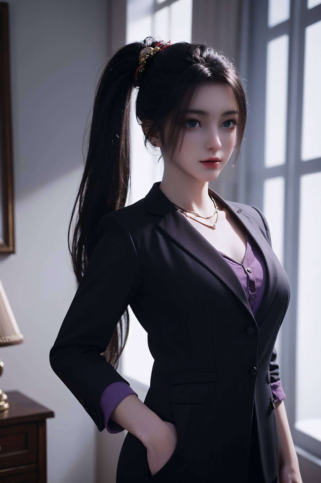 她的身影仿佛从诛仙的玄幻世界中走出